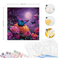 CHENISTORY Peinture par numéros DIY, thème Halloween : Citrouille et Papillon, Peinture acrylique à colorier par numéros pour adultes, Cadeau DIY