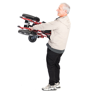 Scooter eléctrico rojo 2025 para discapacitados, empuje manual y Pedal, silla de ruedas portátil plegable, Material de acero con freno de mano - Product Image 6