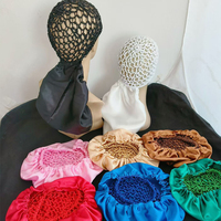 Bonnet en tricot noir 2 en 1 pour cheveux, bonnet pour cheveux avec bande ajustable, accessoire pour cheveux