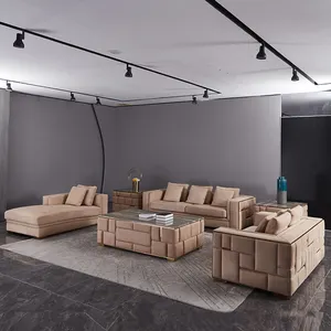 Arado Top quality High-end customized Golden metal frame Genuine Leather sofa set living room furniture VIS-155