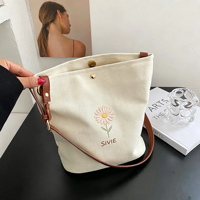 Sac seau en toile polyvalent, sac à bandoulière, sac fourre-tout grande capacité pour le bureau, le quotidien, les courses, vente en gros, logo personnalisé