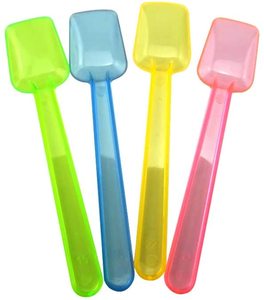 Mini cuillères à pelle en plastique, 5 pièces, parfait pour échantillons de dégustation ou de test de la dégustation, glaces, Desserts, glaces, céréales, yaourt, cuillères en plastique
