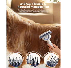 Brosse vapeur rechargeable et résistante à l'eau pour chien, double face, démêlante et anti-chute de poils, pour toilettage et massage des animaux à poils longs (compatible OEMLong Haired Pet Friendly) - Product Image 2