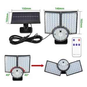 Lampe solaire à détecteur de mouvement LED, étanche, télécommande, 3 modes, éclairage de sécurité pour jardin, patio, garage, cour - Product Image 2