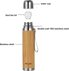 Nuovi Design Ecologici: Thermos da 17oz in Acciaio Inox di Alta Qualità con Coperchio in Bambù per <span class=keywords><strong>Acqua</strong></span>/Caffè/Tè - Product Image 3