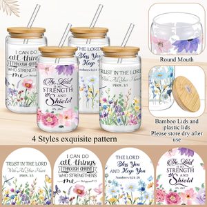 Mug <span class=keywords><strong>en</strong></span> <span class=keywords><strong>verre</strong></span> <span class=keywords><strong>de</strong></span> 16 oz avec logo personnalisé verset biblique, couvercle <span class=keywords><strong>en</strong></span> bambou et paille, idéal pour cadeaux d'affaires – Vente <span class=keywords><strong>en</strong></span> gros usine - Product Image 3