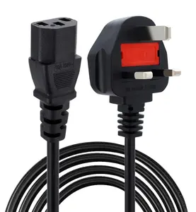 3 pin AC Power Cord IEC320 C7 to UK England BS1363 3 prongs AC Outlet Cable 18AWG Black for Laptop Notebook