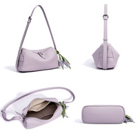 Bolso de Hombro de Cuero TC de Primera Calidad para Mujer, Bolso Bandolera Minimalista de Lujo con Adorno Floral, Bolso de Mano de Cuero Vacuno Genuino 2026