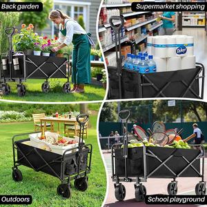 Chariot de jardin pliable réglable portable à roues détachables personnalisé pour la plage, le pique-nique, le camping - Product Image 2