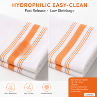 Servilleta Comercial Artesanal Reutilizable con Rayas Naranjas 18x22 240GSM de Poliéster Hilado MJS Teñido para Bistro, Restaurante, Hotel, Lino OEM
