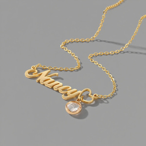 Collier personnalisé avec nom en acier inoxydable plaqué or 18 carats, pendentif pierre de naissance personnalisée avec breloque cœur, <span class=keywords><strong>cadeau</strong></span> de bijoux DIY - Product Image 4