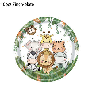 वन वन चिड़ियाघर पार्टी थीम जन्मदिन ईस्टर सजावट डिस्पोजेबल टेबलवेयर पेपर प्लेट कप टेबलडोर कार्टून - Product Image 3
