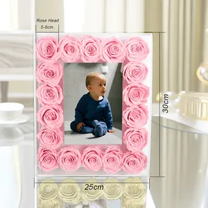 Wholesale Everlasting New Idea Preserved Rose Flower 18 Pieces With Various Color Photo Frame