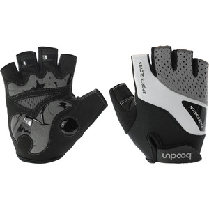 Guantes de ciclismo de medio dedo para hombre, color negro y gris, antideslizantes, con absorción de impactos, para adultos. - Product Image 3