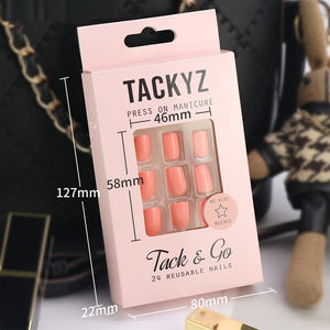 Emballage écologique 2023 Logo Direct d'usine imprimé 350gsm boîte d'emballage d'ongles à pression personnalisée pliante avec fenêtre - Product Image 2