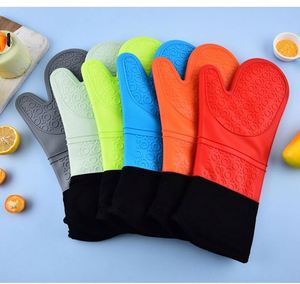 <b>Silicone</b> Oven Gloves with Fingers Quilted Cotton Lining <b>Silicone</b> Oven Mitts Customized - Product Image 2
