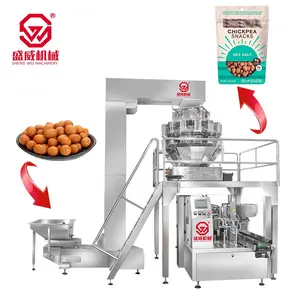 SW 200g 500g 1kg Snack Coated Peanuts Conveyor Belt Zipper Pouch Doypack Premade Bag Automatic Multihead Weigher Packing Machine