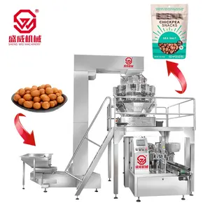 SW 200g 500g 1kg Snack Coated Peanuts Cinta transportadora Bolsa con cremallera Doypack Bolsa prefabricada Máquina de embalaje automática multicabezal