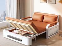 Sofá Cama Individual Convertible para Sala de Estar con Estructura Metálica, Asiento Doble Multifuncional para Balcón