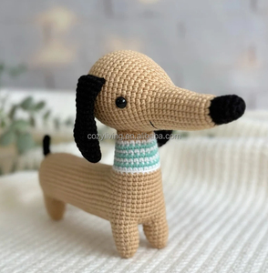 Perros Dachshund superbonitos <span class=keywords><strong>y</strong></span> adorables con orejas encantadoras, animales de ganchillo a mano, juguetes para niños, tamaño de 21cm - Product Image 3