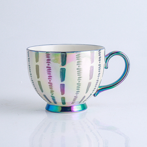 Custom Hand Painted Electroplated Colorful <b>Cups</b> Arabic Tea <b>Cups</b> Set Flower Mug <b>Ceramic</b> Coffee Gift Mugs with logo - Product Image 2