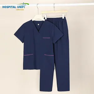 2024 OEM personalizado poliéster algodón tela Hospital Joggers chaqueta mujer enfermería Scrub venta al por mayor enfermera médico Scrubs uniformes conjunto