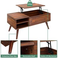 Meuble de salon multifonctionnel, Table basse moderne nordique en bois avec compartiment caché, étagère réglable