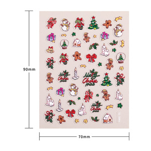 3D <b>Christmas</b> <b>Nail</b> <b>Stickers</b> Waterproof Embossed Santa Snowman Gingerbread Man Self Adhesive for Party Wholesale - Product Image 6