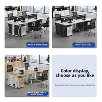 Poste de travail moderne et minimaliste en acier blanc, librement combinable, avec cloisons et armoires latérales pour bureau quatre personnes