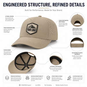 Casquette de golf en cuir gaufré personnalisée de qualité supérieure avec logo, perforations laser pour la ventilation, casquette de sport noire pour cadeau - Product Image 4