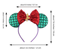 Nouveau Chic sirène souris oreilles bandeau filles enfants paillettes étoile de mer bandeau Sequin 5 "cheveux arc fête bricolage cheveux accessoires