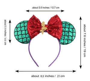 جديد أنيق حورية البحر آذان الماوس عقال الفتيات الاطفال بريق نجم البحر الشعر الترتر 5 "القوس الشعر الطرف DIY اكسسوارات الشعر - Product Image 5