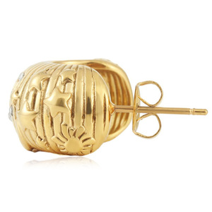 Pendientes de aro en forma de U dorados con diseño de estrella e incrustaciones de cristal para fiesta - Product Image 3