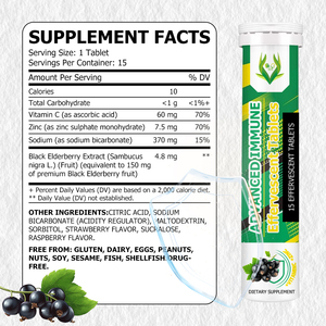 Advanced immune Effervescent Tables Dietary <b>Supplement</b> With Vitamin C and Zinc Aids in Overall Daily Health and Well Being - Product Image 2