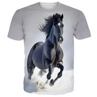 Comercio Exterior Transfronterizo, Novedad 2025, Camiseta Casual de Manga Corta para Hombre, Estilo Europeo Americano, con Estampado Digital 3D de Caballo