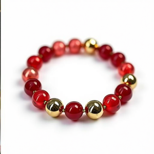 Fashion Beaded <b>Bracelet</b> 316L Stainless Steel PVD Gold Plating Sustainable Resistant <b>Red</b> And Gold Beads - Product Image 2