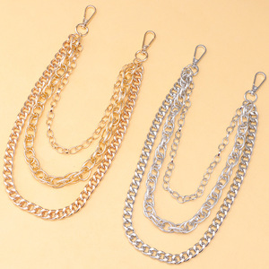 โซ่คาดเอวหลายชั้น สีทอง ทำจากโลหะผสมสังกะสี สไตล์ฮิปฮอป แฟชั่นลำลอง สำหรับใส่กับกางเกงยีนส์  เครื่องประดับสไตล์สตรีท - Product Image 3