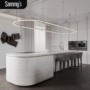 Usine de Foshan, armoires de cuisine modulaires contemporaines en MDF sur mesure, ensemble complet avec portes en verre, écologiques, ignifuges, vente en gros - Product Image 2