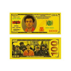 Free Shipping American Celebrity Luigi Nicholas Mangione 100 Dollar Polymer Gold Foil Banknote - Product Image 2