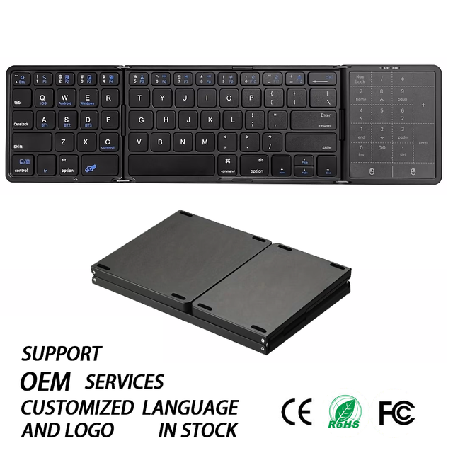 New Foldable Rechargeable Wireless BT Mini Keyboard Ultra Thin Touchpad Portable for Laptop Tablet Phone Desktop