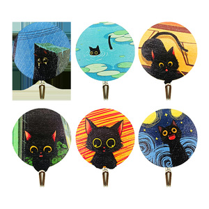 In stock wooden <b>hooks</b>, door <b>hooks</b>, multi-functional <b>hooks</b>, wardrobe <b>hooks</b>, Nordic style no-drill Lazy Cat <b>hooks</b> - Product Image 3