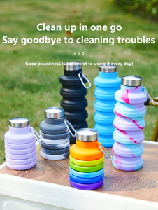 Nueva Botella de Agua Plegable de Silicona Personalizada, 500 ml, Reutilizable, Libre de BPA, Diseño Deportivo, Tapa Abatible, para Uso en Exteriores - Product Image 4