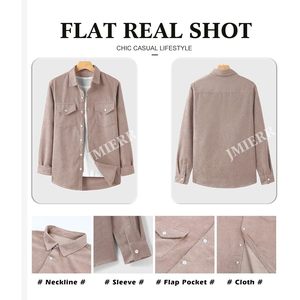 เสื้อแจ็คเก็ตผ้าลูกฟูกแขนยาวติดกระดุมสำหรับผู้ชาย FOXA พร้อมกระเป๋าแบบมีฝาปิด สวมใส่สบายๆ - Product Image 5