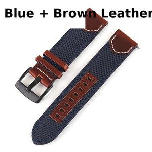 Bracelet de montre vintage en cuir et nylon, sangle en toile durable compatible avec les montres connectées 20 22 24 <span class=keywords><strong>mm</strong></span>, remplacement à dégagement rapide - Product Image 6