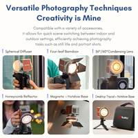 Lampe vidéo RGB de poche TOLIFO PL-15RGB, batterie rechargeable 18,4 Wh, lumière COB pour appareil photo, pour la photographie avec éléments magnétiques