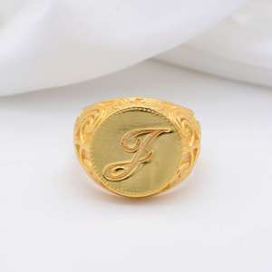 Initial J Signet <b>Brass</b> Ring 18k Gold Plated Alphabet Custom <b>Letter</b> Wholesale Ring For Men - Product Image 2