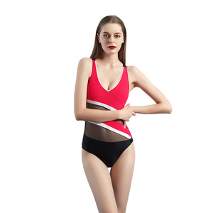 Maillot de bain de fitness solide et écologique pour femmes européennes et américaines Vêtements de plage une pièce imperméables de grande taille avec découpe au dos - Product Image 6