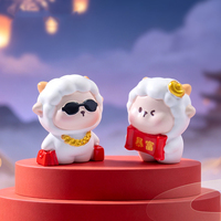 Ornamen Patung Domba Keberuntungan Kartun Imlek Miniatur Lucu dari Resin untuk Dekorasi Rumah, Mobil, dan Meja Kerja, Cocok untuk Hadiah
