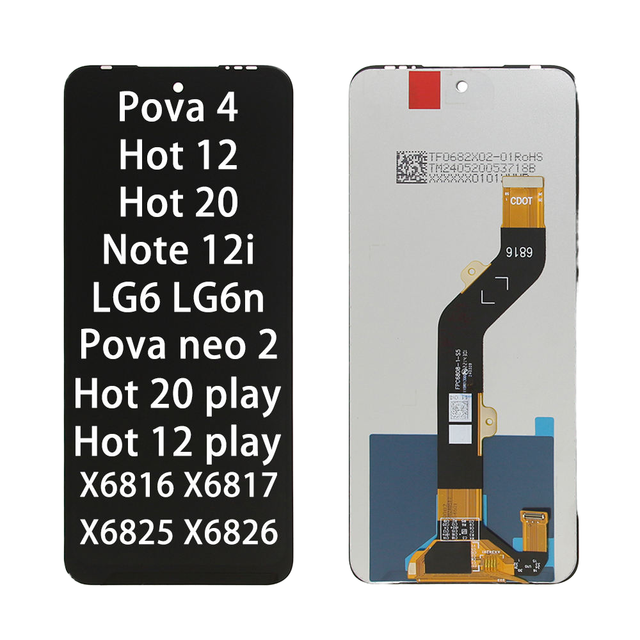 For Infinix Tecno HOT 12 Play X6816 X6817 NOTE 12i X6819 HOT 20 P1ay X6825 X6826 LG6 Pova Neo2 LG6N Pova 4 LCD Display Screen