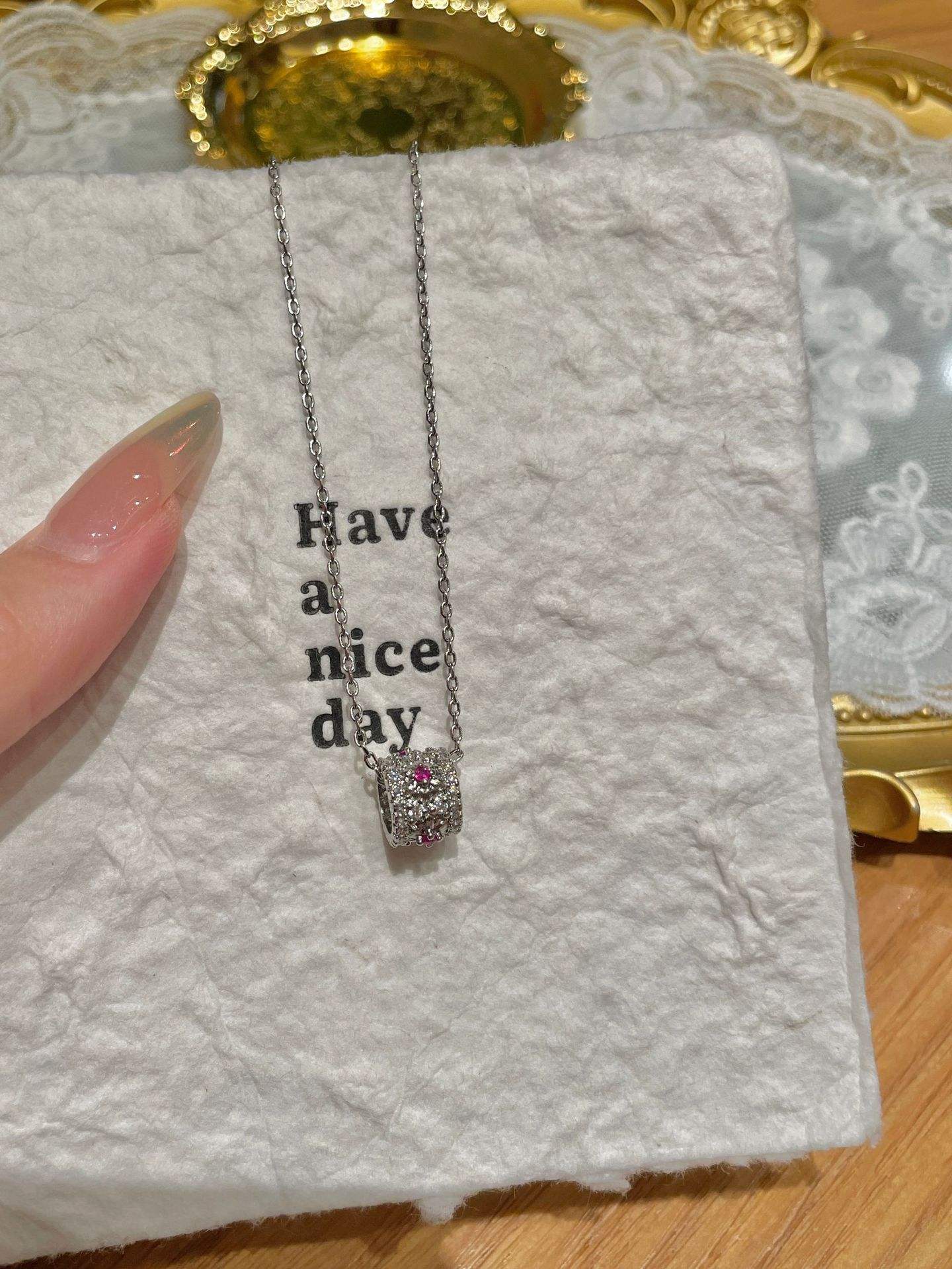 Collar Passepartout de Oro Blanco con Girasol